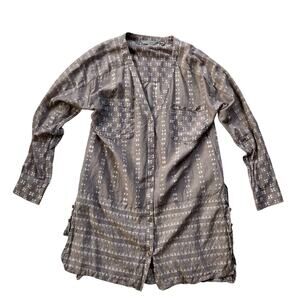 Athleta Side Button V-Neck Tunic Size Large Indie Cotton Silk